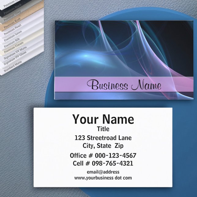 Rosa und blaue Streifen Visitenkarte (business card front and back design)