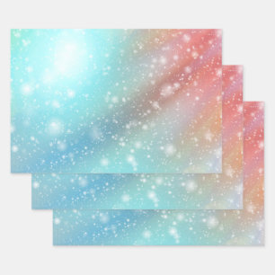 Rosa und blaue Untergründe Geschenkpapier Set