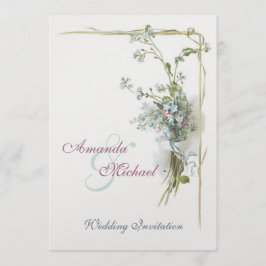 Rosa und blaue "vergisme-nots"-Hochzeit Einladung