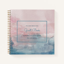 Rosa und blaue Wasserfarbe Hochzeitsbuch Notizbuch