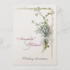Rosa und blaue wedding Vergissmeinnichte Einladung