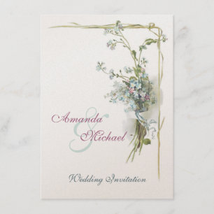 Rosa und blaue wedding Vergissmeinnichte Einladung