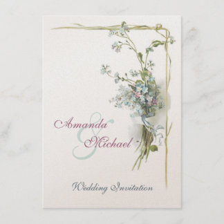 Rosa und blaue wedding Vergissmeinnichte Einladung