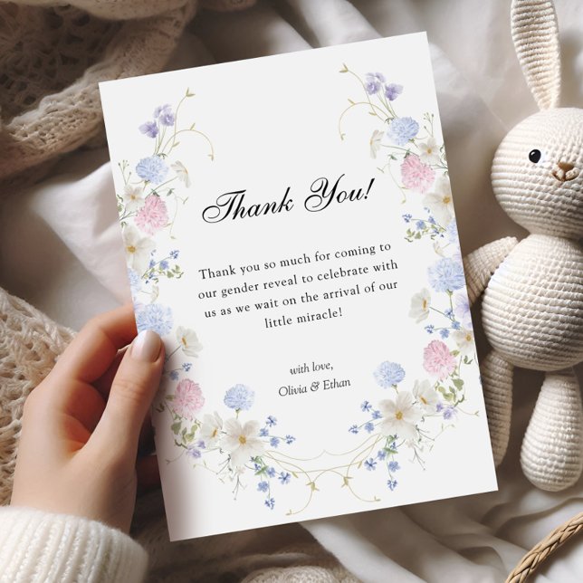 Rosa und blaue Wildblume Geschlechtsverkehr Dankeskarte (Von Creator hochgeladen)