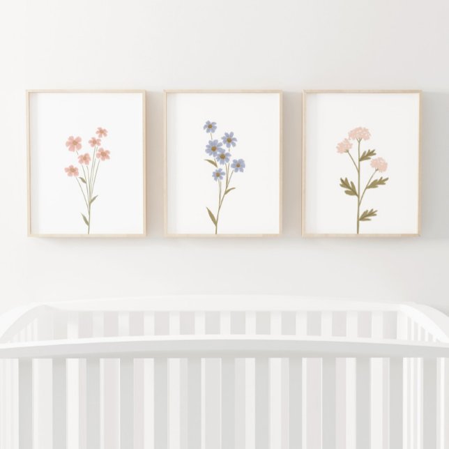 Rosa und blaue Wildblume Girl Kinderzimmer Dekorat Bilderwand Sets (Von Creator hochgeladen)