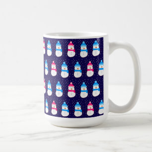 Rosa und blaue Winter-Schneemänner Kaffeetasse