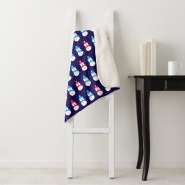 Rosa und blaue Winterschneemänner Sherpadecke