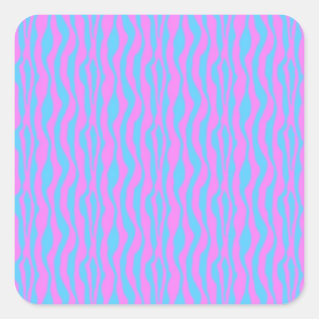 Rosa und blaue Zebrastreifen Quadratischer Aufkleber (Vorderseite)