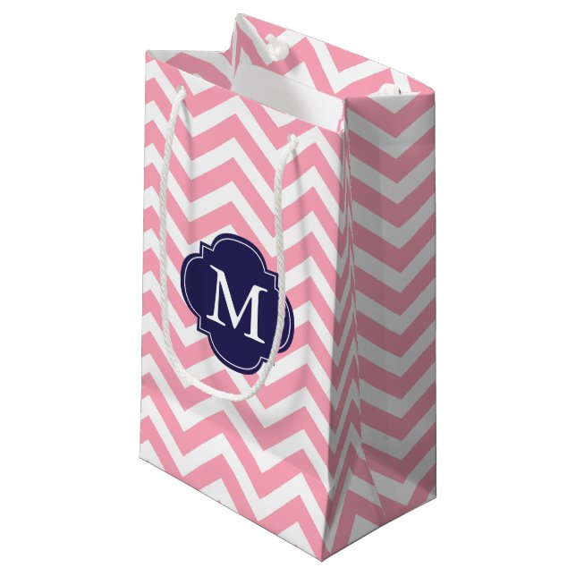 Rosa und blaue Zigzag-Muster Kleine Geschenktüte (Vorderseite Schrägansicht)