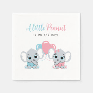 Rosa und blauer Baby-Elefanten-Ballon Geschlechtse Serviette