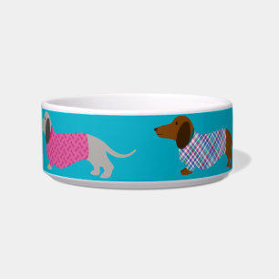 Rosa und blauer Dachshund Napf