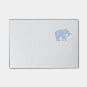 Rosa und blauer Damast-Elefant Post-it Klebezettel