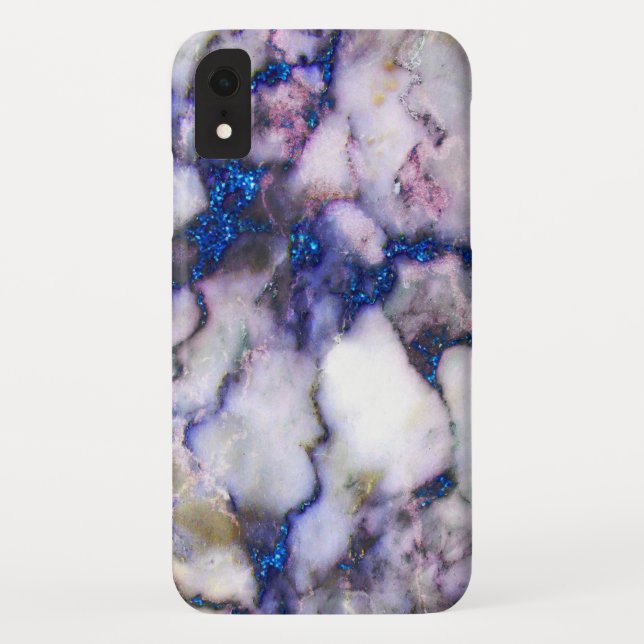 Rosa und blauer Glitzer aus weißem Marmor Case-Mate iPhone Hülle (Rückseite)