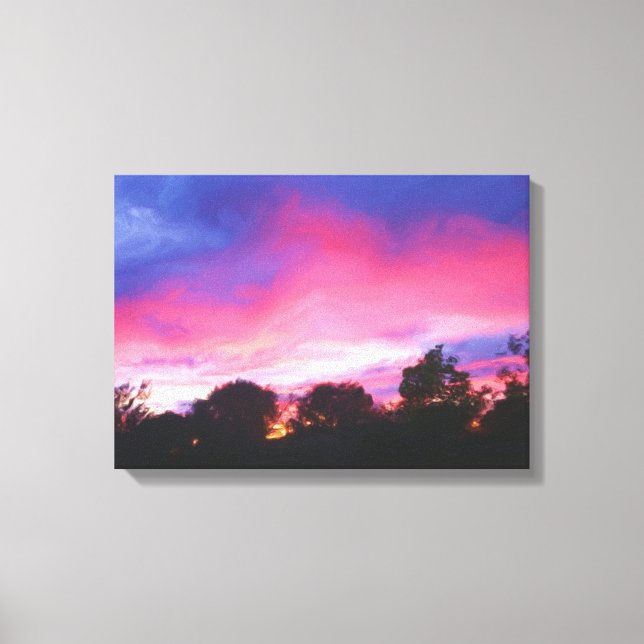 Rosa und blauer Himmel bei Sonnenuntergang Ölgemäl Leinwanddruck (Vorderseite)