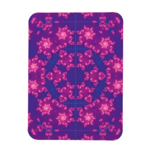 Rosa und Blauer Kaleidoskop Schneeflocken Magnet