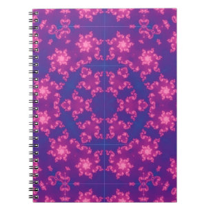 Rosa und Blauer Kaleidoskop Schneeflocken Notizblock