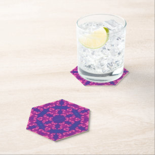Rosa und Blauer Kaleidoskop Schneeflocken Untersetzer