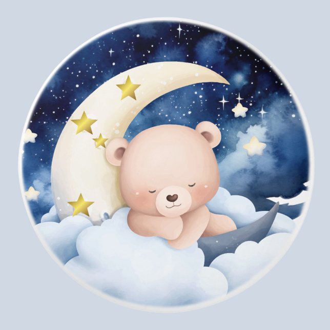 Rosa und Blauer Mond und Teddy Kinderzimmer Dekora Keramikknauf (Von Creator hochgeladen)