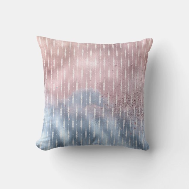 Rosa und Blauer Ombre Shimmer Glitzer Splash Kissen (Vorderseite)