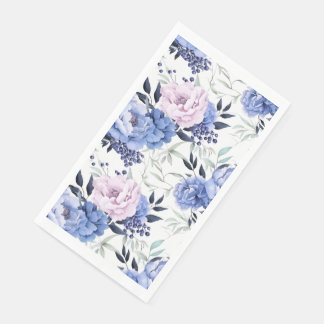 Rosa und Blauer Peony Floral Napkin Serviette