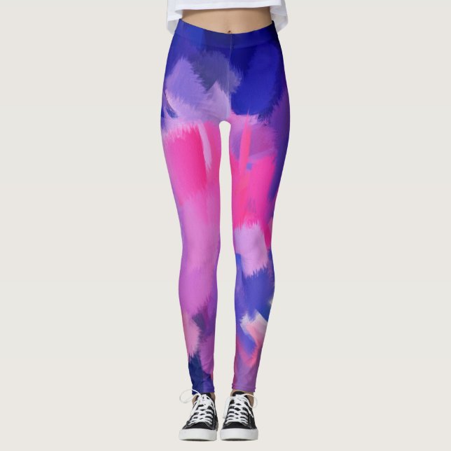 Rosa und blauer Spritzer Leggings (Vorderseite)