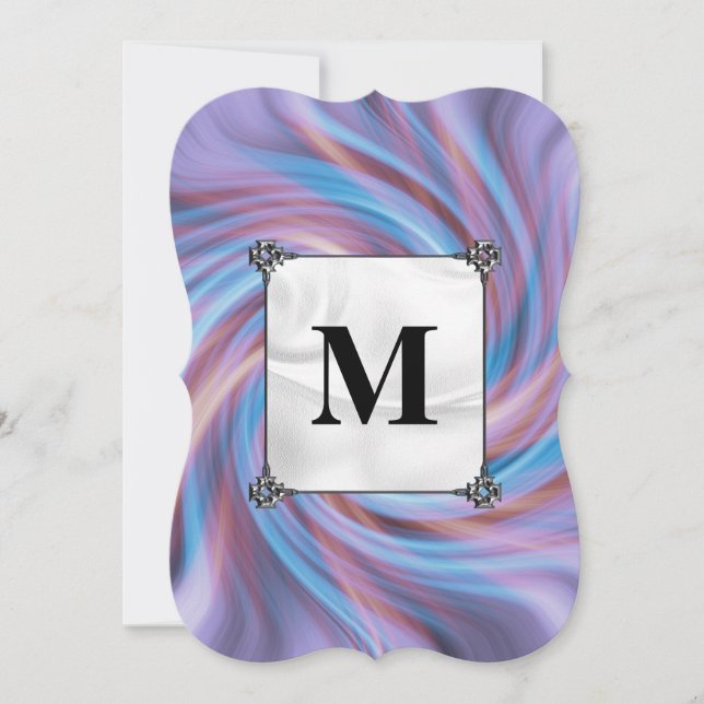 Rosa und Blauer Swirl Einladung (Vorderseite)