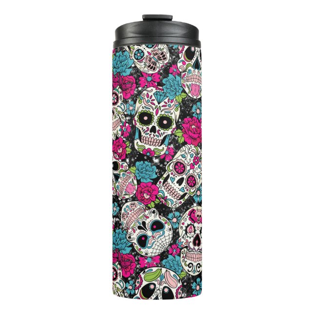 Rosa und Blauer Zucker Thermosbecher (Vorderseite)