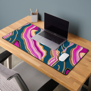 Rosa und blaues Agermuster Schreibtischunterlage