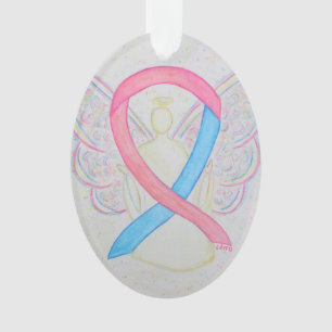 Rosa und blaues Bewusstsein Ribbon Engel Ornament
