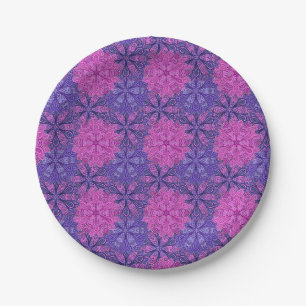 Rosa und blaues farbenfrohes Mandala-Muster Pappteller
