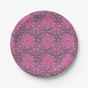 Rosa und blaues farbenfrohes Mandala-Muster Pappteller