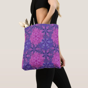 Rosa und blaues farbenfrohes Mandala-Muster Tasche