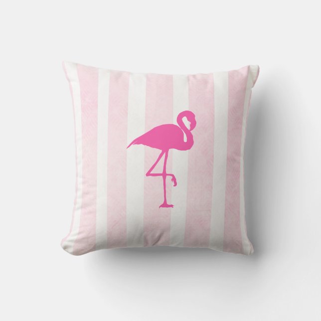Rosa und blaues Flamingo tropisches Kissen (Vorderseite)