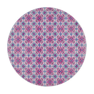 Rosa und blaues Fliesendesign Schneidebrett
