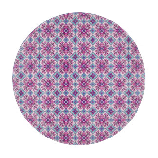 Rosa und blaues Fliesendesign Schneidebrett