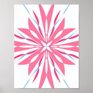 Rosa und blaues florales Mandala Abstract Art Prin Poster