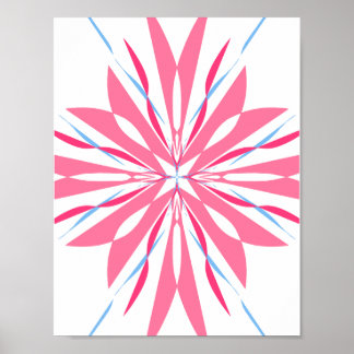Rosa und blaues florales Mandala Abstract Art Prin Poster