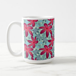 Rosa und blaues florales nahtloses Muster Kaffeetasse