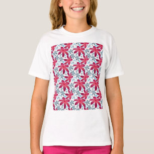 Rosa und blaues florales nahtloses Muster T-Shirt