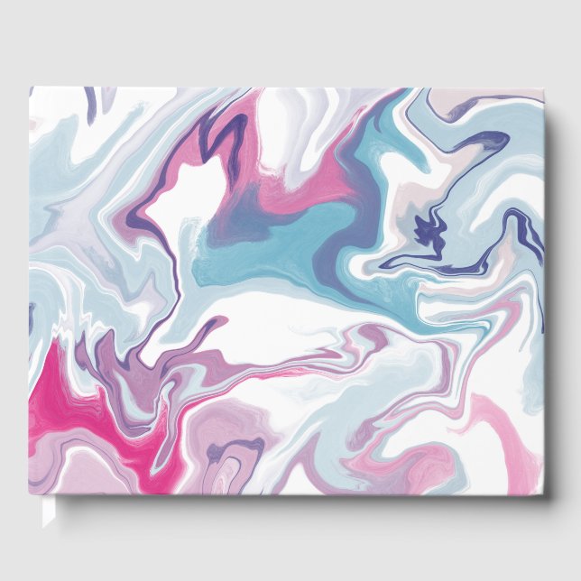 Rosa und blaues, flüssiges Acryl Gästebuch (Vorderseite)