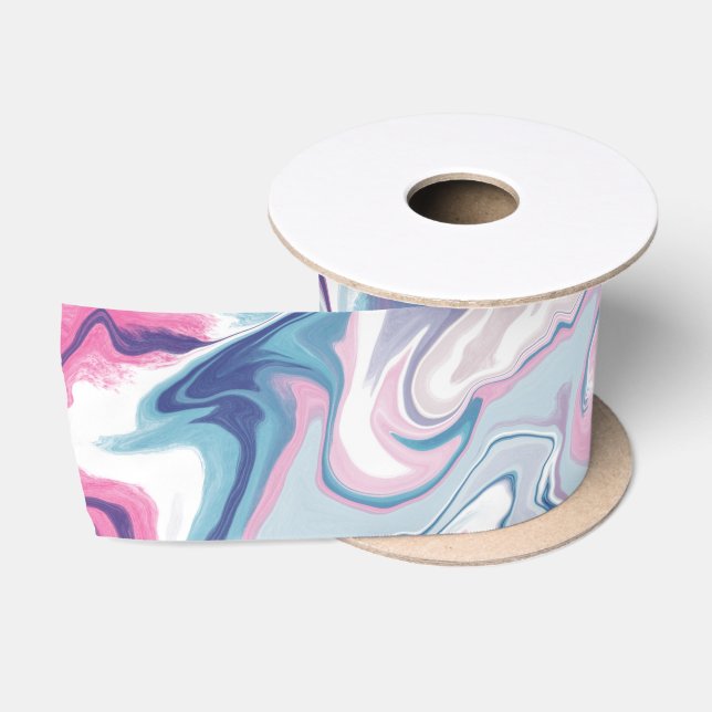 Rosa und blaues, flüssiges Acryl Satinband (Spule)