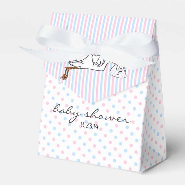 Rosa und blaues Geschlecht zeigen Baby-Dusche Geschenkschachtel (Vorderseite)