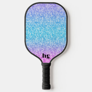 Rosa und blaues Glitzer-Textur Pickleball Schläger