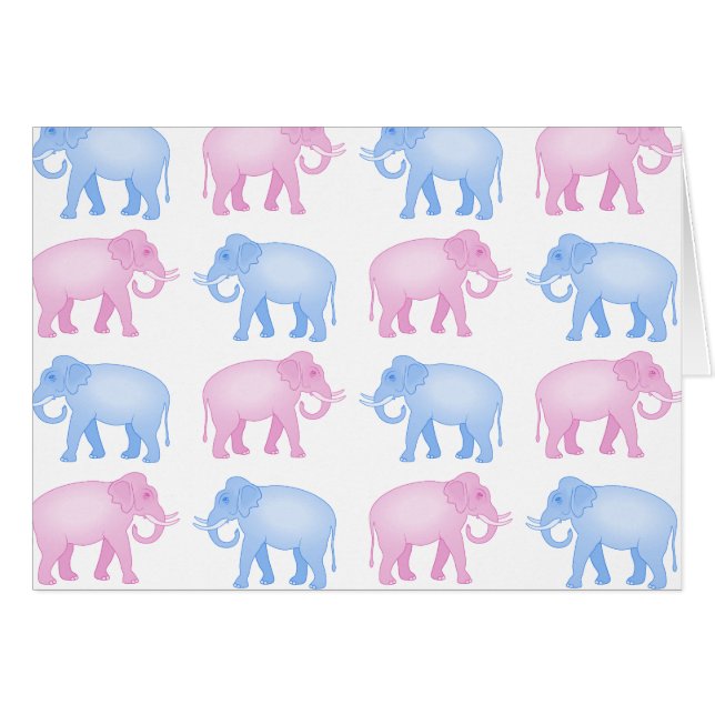 Rosa und blaues indischer Elefant-Muster (Vorderseite (Horizontal))