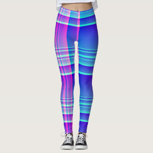 Rosa und blaues kariertes Checkered Leggings