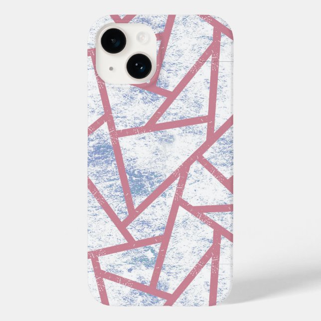 Rosa und blaues Mosaikmuster Case-Mate iPhone 14 Hülle (Rückseite)