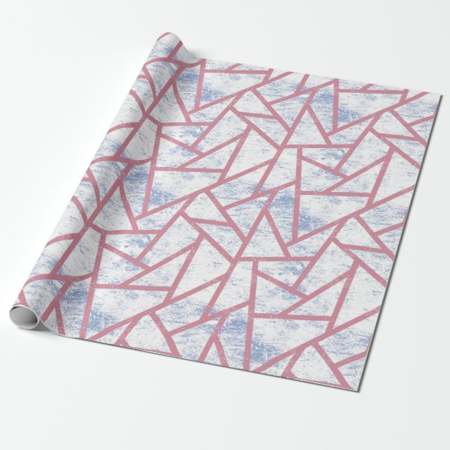 Rosa und blaues Mosaikmuster Geschenkpapier (Ungerollt)