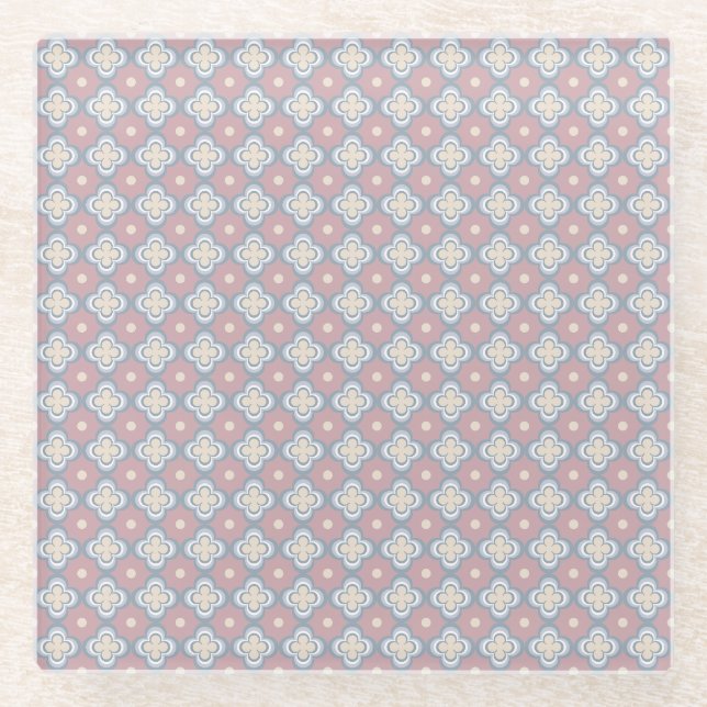 Rosa und blaues Muster Glasuntersetzer (Vorderseite)