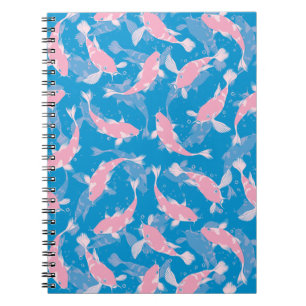 Rosa und blaues Muster - Koi Fish Notizblock