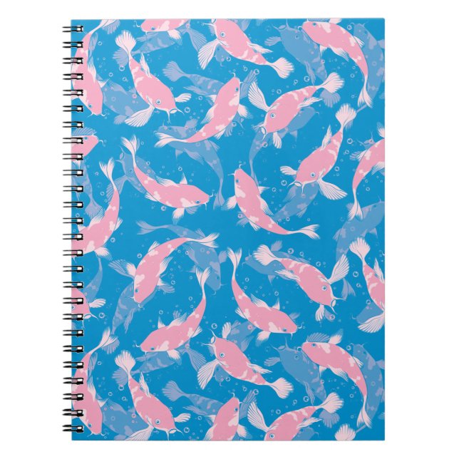 Rosa und blaues Muster - Koi Fish Notizblock (Vorderseite)